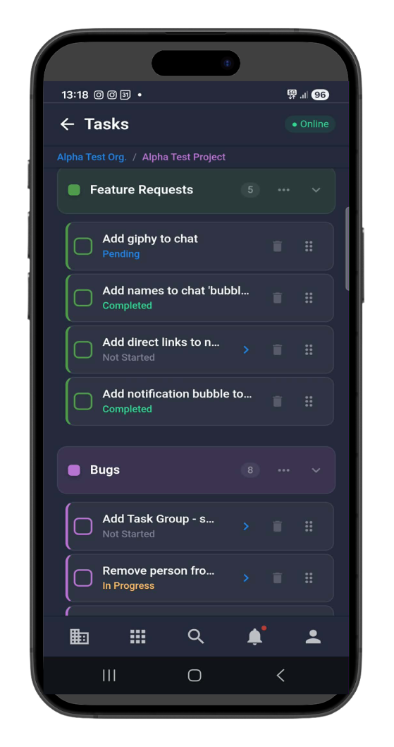 SOMIGO mobile app - Notes interface