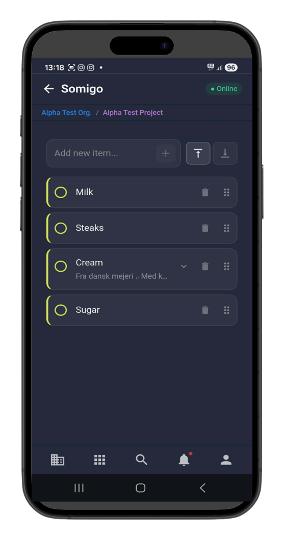 SOMIGO mobile app - Task details
